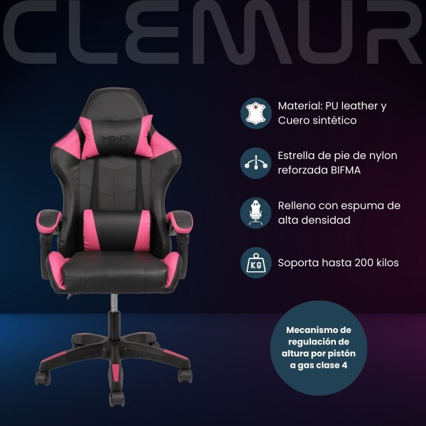 Silla Gamer Ergonomica Escritorio Reclinable Soporta 200kg Negro con Fucsia Silla Gamer Ergonomica Escritorio Reclinable Soporta 200kg Negro con Fucsia