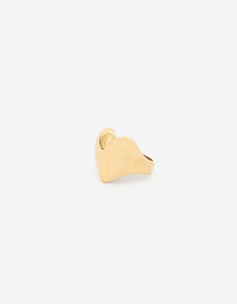 Anillos Medianos y Grandes Metal Anillo Bold De Acero Corazón - Dorado