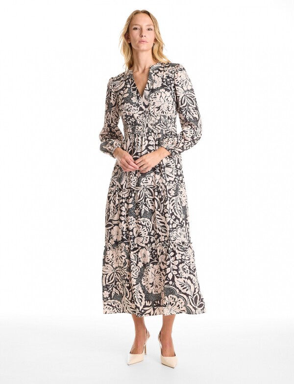 Vestido Maxi Floral NEGRO/BEIGE
