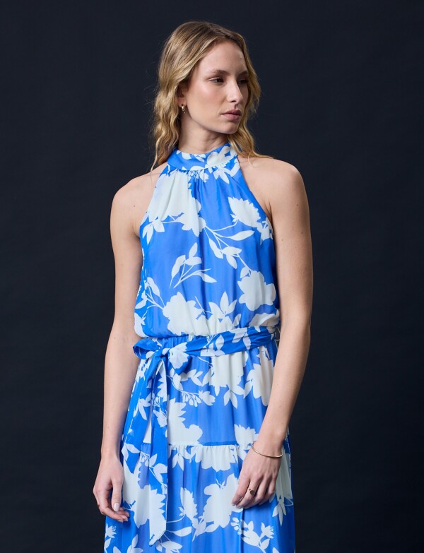 Vestido Maxi Printed AZUL/BLANCO