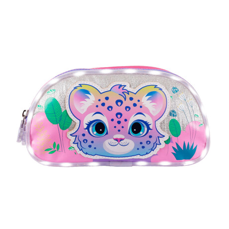 Cartuchera Footy Gatito Con Luz, Doble Cierre Rosa Claro