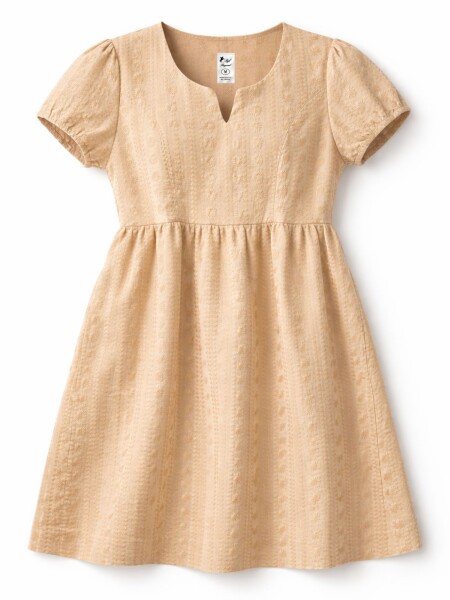 Vestidos broderie Beige