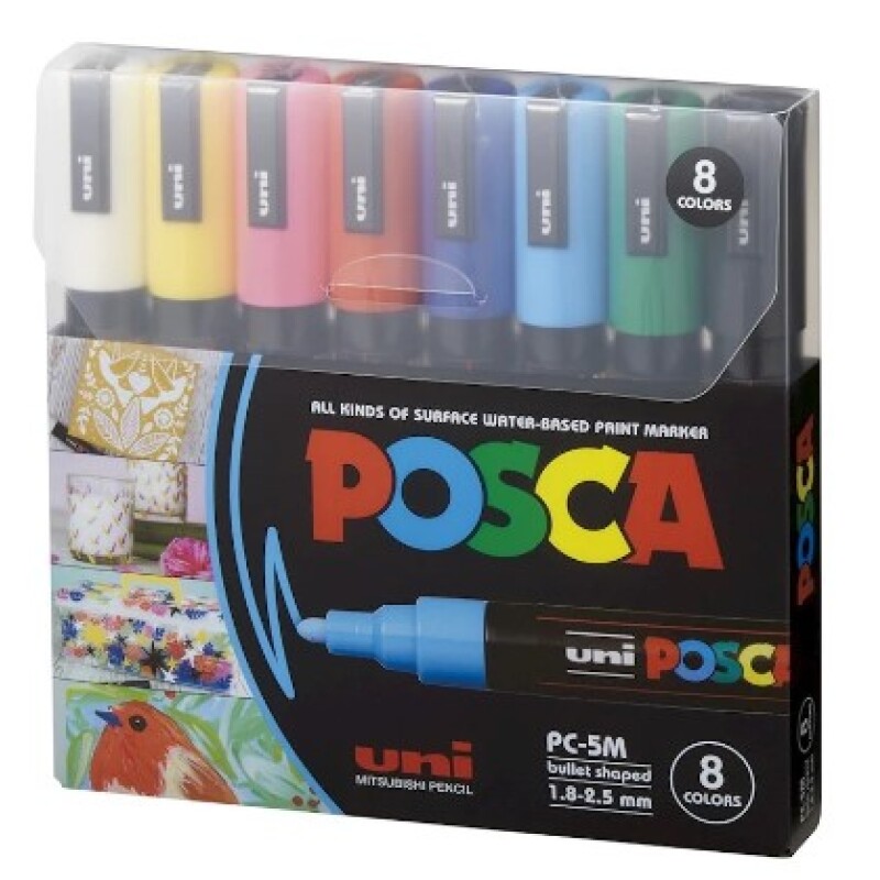 Marcador uni posca 2.5mm x8 colores Marcador Uni Posca 2.5mm X8 Colores