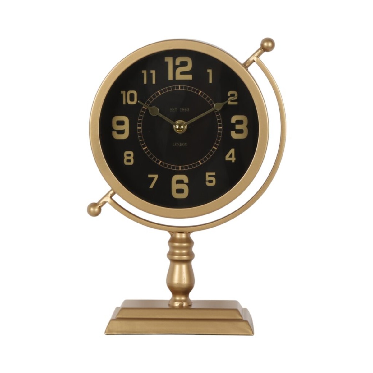 RELOJ DE MESA HIERRO D20X29X8CM NEGRO Y DORADO 