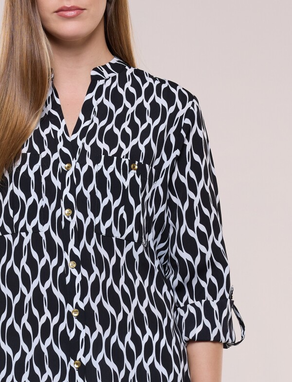 Camisa Detalle Botones Printed NEGRO/BLANCO