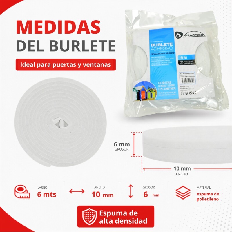 Burlete simil goma 10x6 mts BLANCO