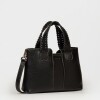Cartera de mano The Braided en cuero vegetal liso Negro