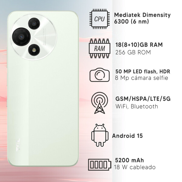 Celular Tcl 60 Se Nxtpaper 5g 18gb (8gb + 10gb) Ram 256gb + Regalo VERDE