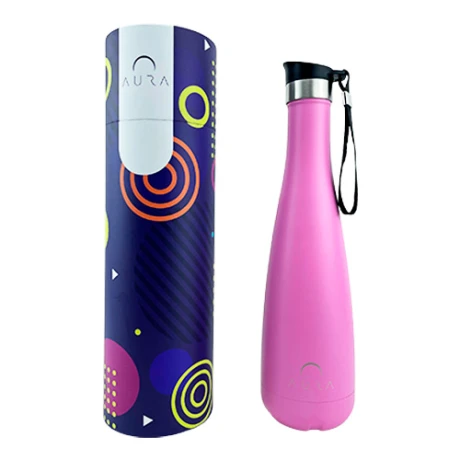 Termo Aura 750ML Tapón Botón Acero Inox ROSA