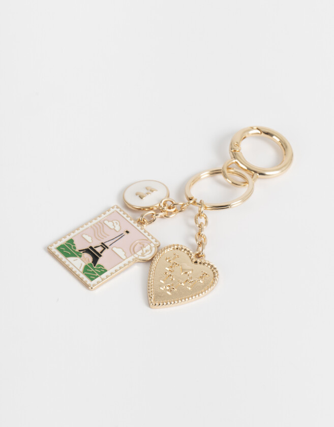 Llavero Metal Llavero Y Charm Multidijes Paris - Dorado