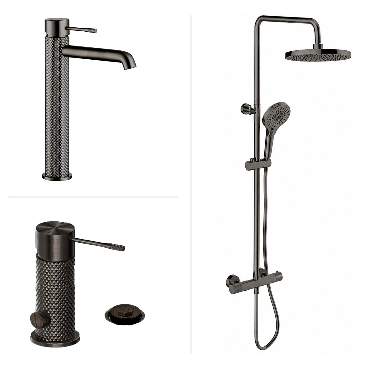 Juego De Griferia Signature Gunmetal Con Lavatorio Alto 