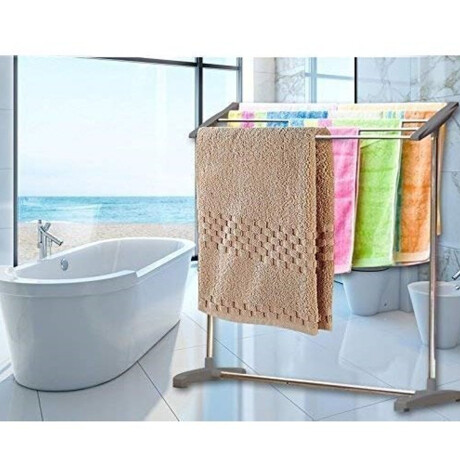 Tendedero Toallero de Piso Móvil para Ropa en Acero Inox Plateado