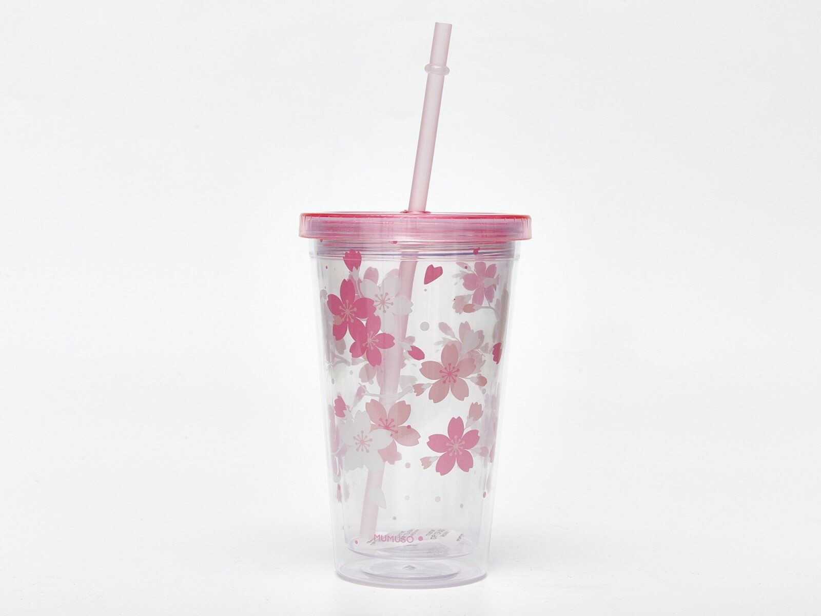 VASO DE PLÁSTICO CON SORBITO (COLECCIÓN CHERRY BLOSSOM/ROSA/450 ML) 