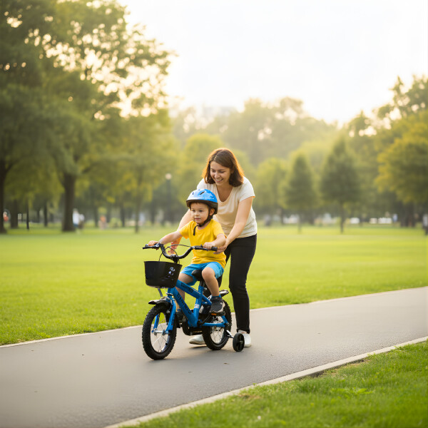 Bicicleta Infantil Shengdi R12 Canasto Rueditas Guardabarro Azul 1