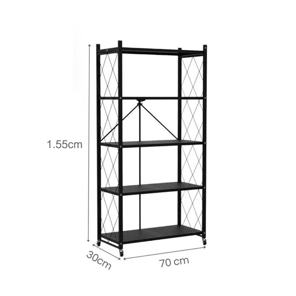 Estantería 5 Niveles Metal Minimalista Plegable 1.55m Negro