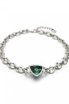 COLGANTE ESLABÓN DE ALEACIÓN DE METALES BAÑADO EN PLATA DE LEY CON UN CRISTAL FACETADO VERDE Colgante