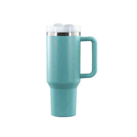 Vaso termico de acero con asa Verde Agua