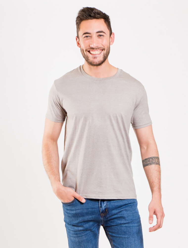 Remera Cuello Base Gris Claro Melange