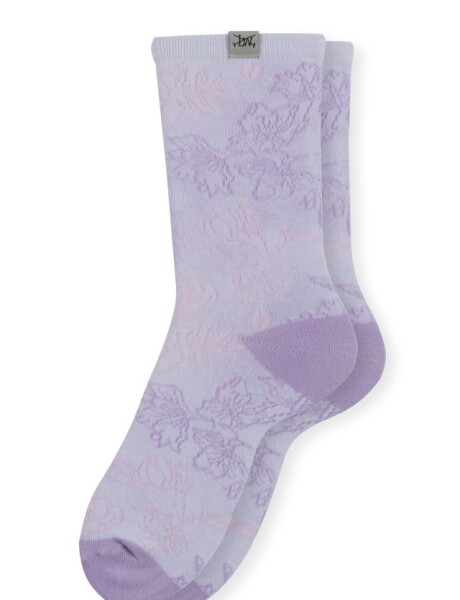 MEDIAS CON FLORES Y LUNARES - PACK x3 Blanco