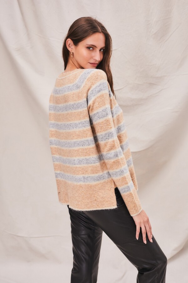 Sweater Rayado Beige Melange