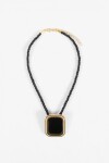 Collar cordón con dije retro de acero dorado