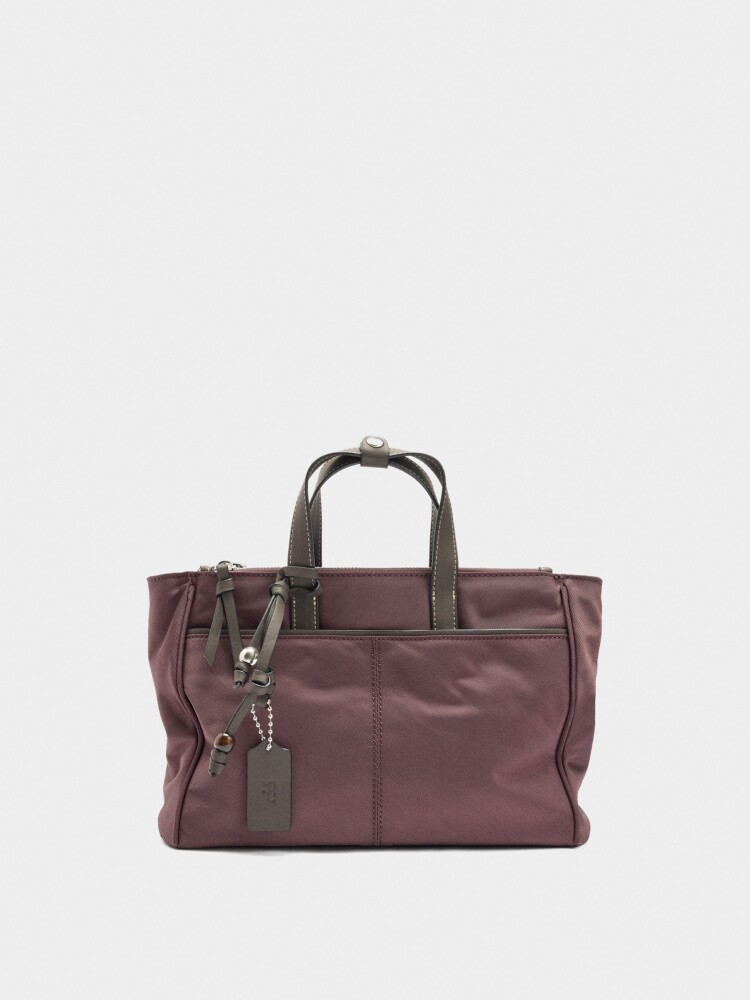 Bolso Tote De Nylon Con Bandolera burdeos