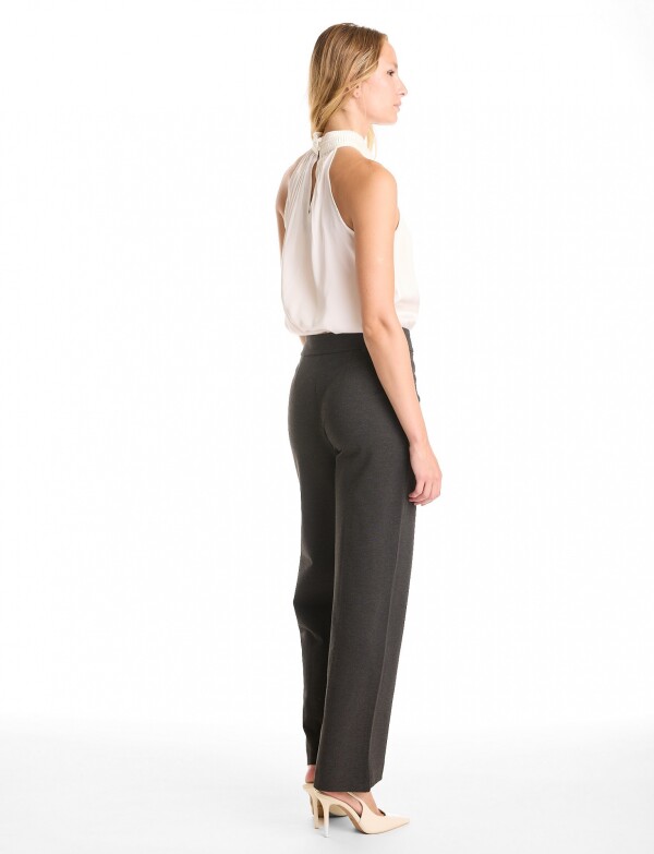 Pantalon Wide Leg Pretina Prolongada GRIS OSCURO