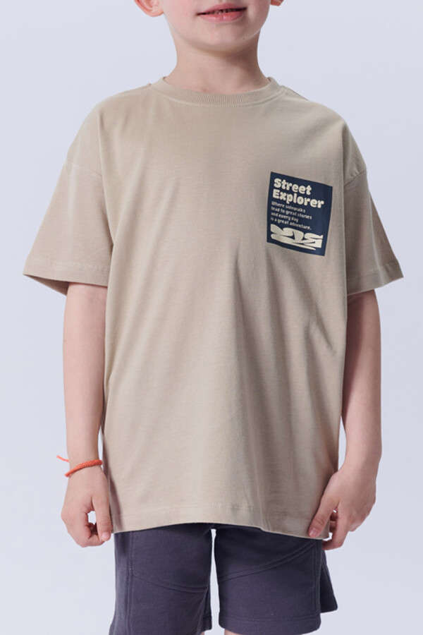Remera algodón estampa Beige