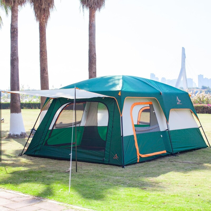 Carpa Estructural Tipo Cabaña 6-8 Personas Verde