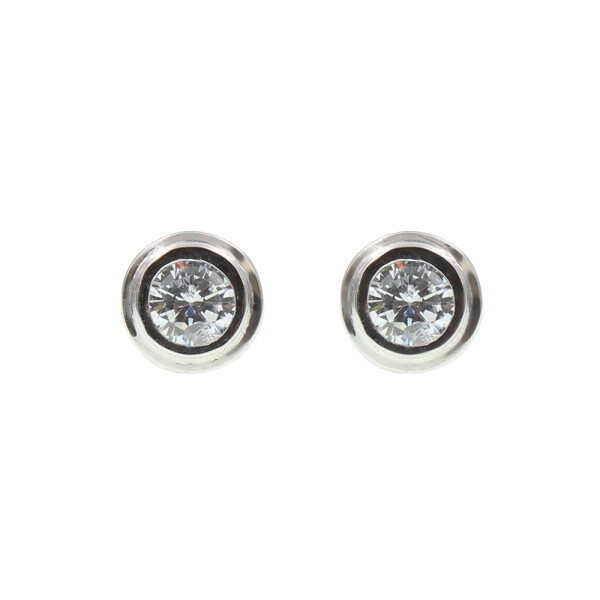 Caravanas Dot de oro blanco 18k con circonia Caravanas Dot de oro blanco 18k con circonia