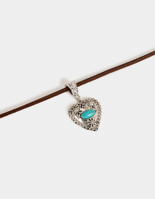 Collares Cortos Piedra Collar Antique Silver - Plateado Antique Silver