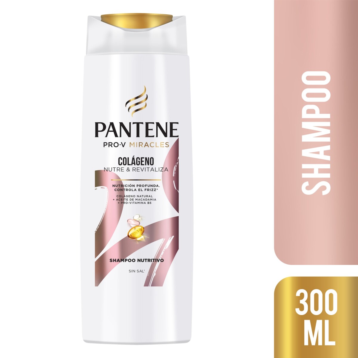Pantene Shampoo Colágeno Nutre y Revitaliza 300 ml | Cabello Fuerte y Luminoso