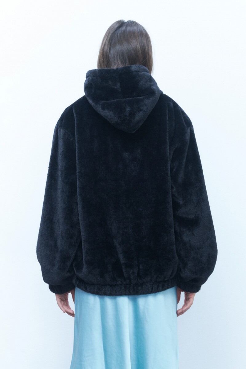 Chaqueta capucha teddy negro
