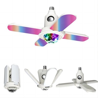Lámpara parlante 4 mini aspas Bluetooth LED RGBW control remoto Lámpara parlante 4 mini aspas Bluetooth LED RGBW control remoto