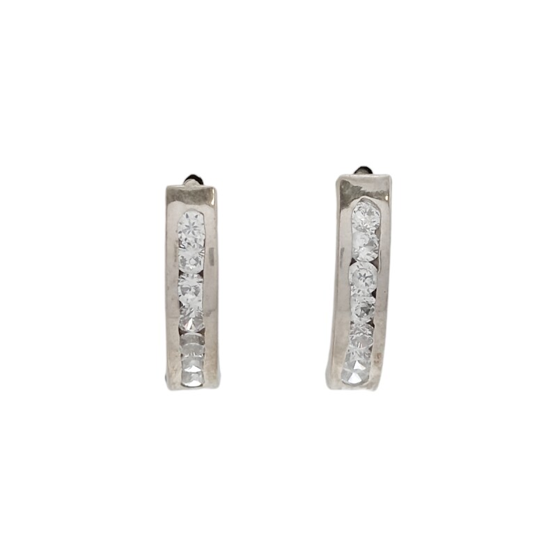Caravanas Medio aro con Piedra-Plata 925-Piedra Zirconia-CA3004 Conpiedra