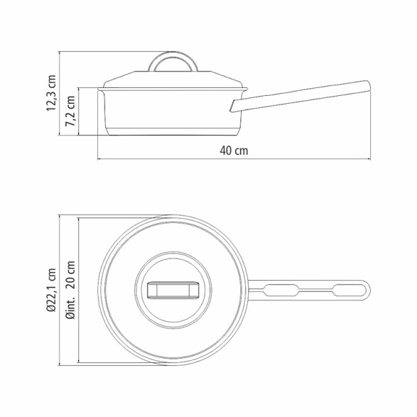 Sartén hondo con tapa Ø20cm 2,1 lts "Solar" TF1650