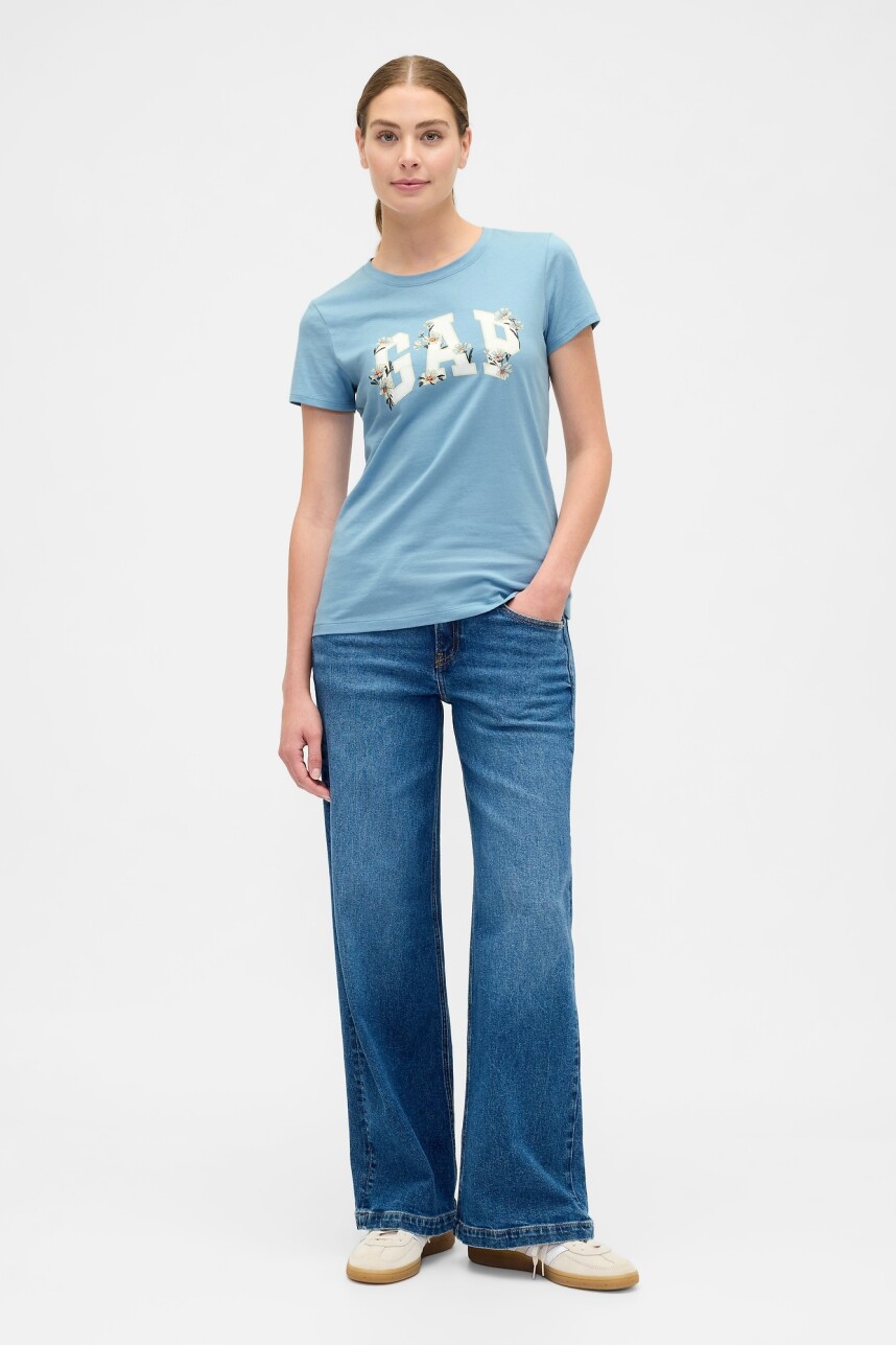 Remera Logo Gap Manga Corta Mujer Blue Stone