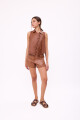 SHORT WIDE XL COURO Camel