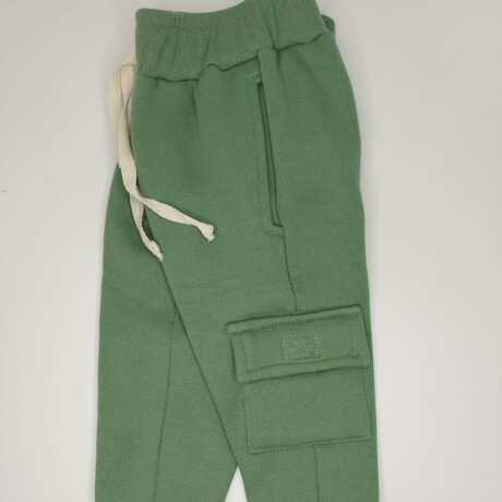 Pantalón Felpa Cargo Verde Pantalón Felpa Cargo Verde