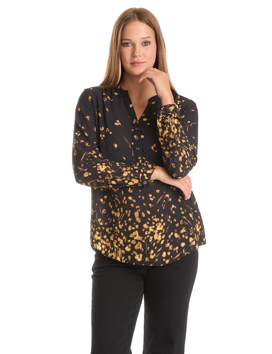 Blusa Gasa Print - Negro/multi 
