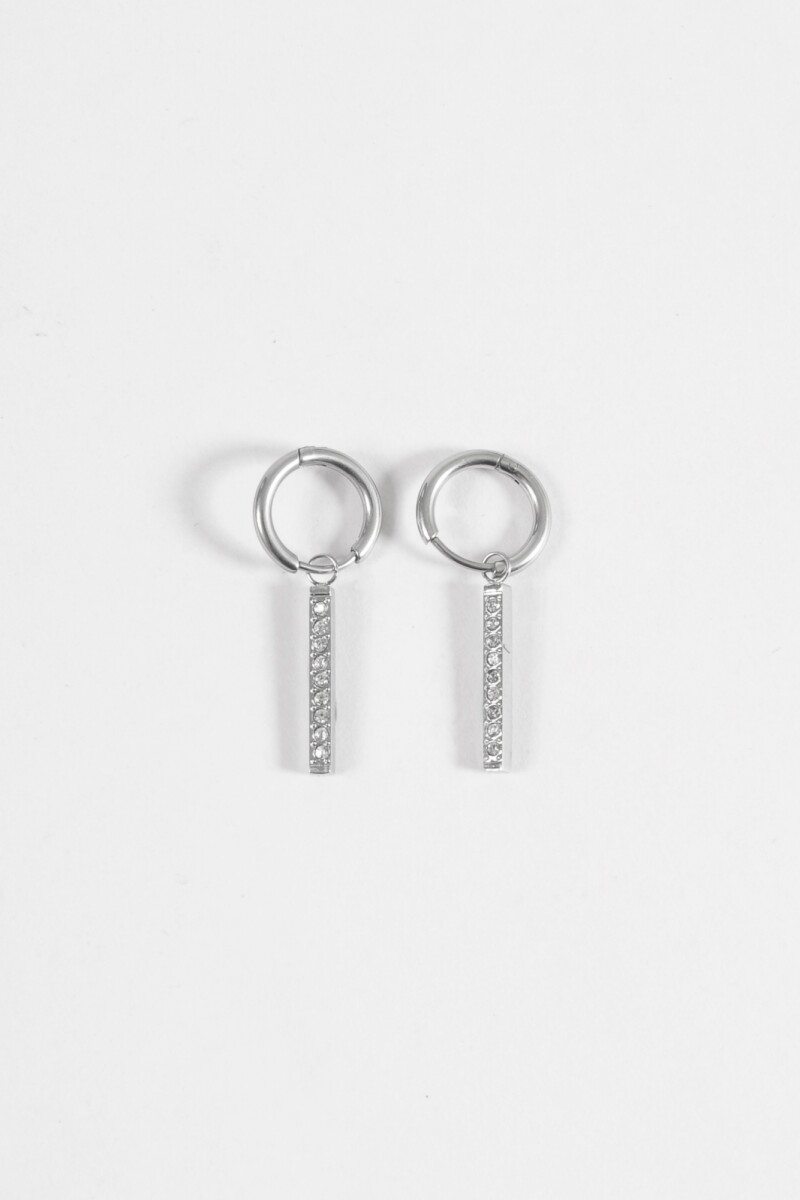 Aros acero con dije strass plateado