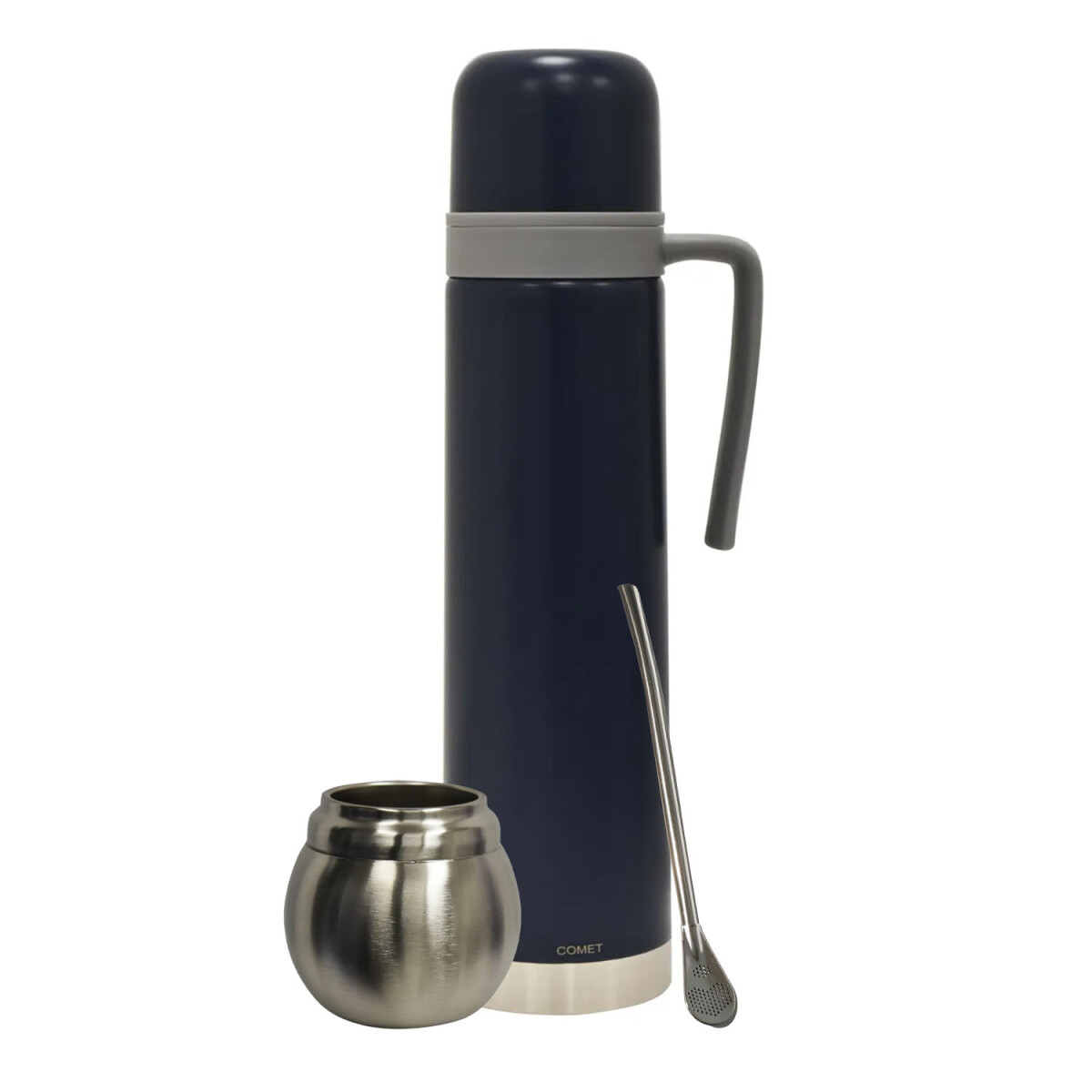 Set Ac. Inox Comet Termo 750ml +mate 120ml +bombilla regalo - Azul Oscuro 
