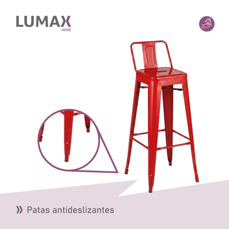 Taburete Tolix en metal con respaldo Rojo