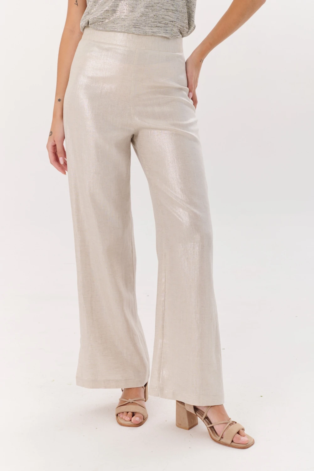 PANTALON LINO FOIL plateado 2