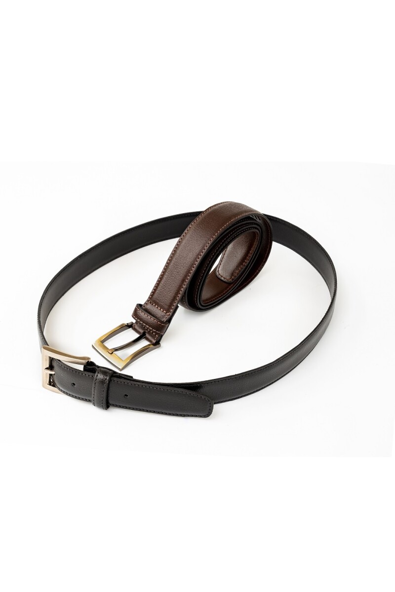 Cinto clasico de 30 mm en cuero y costura Negro