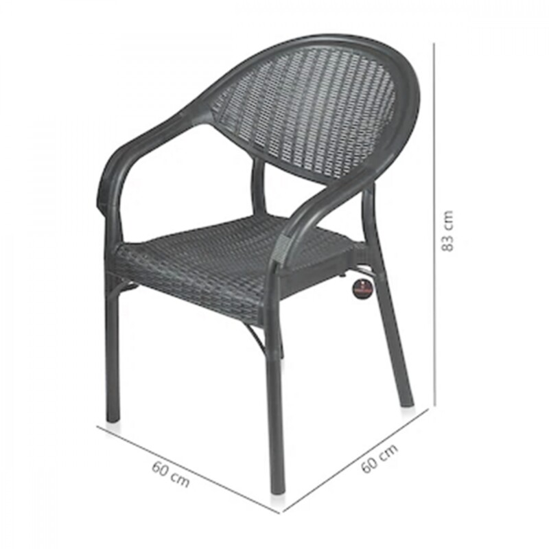 Juego de jardín 6 sillas con apoya brazo + mesa GRIS