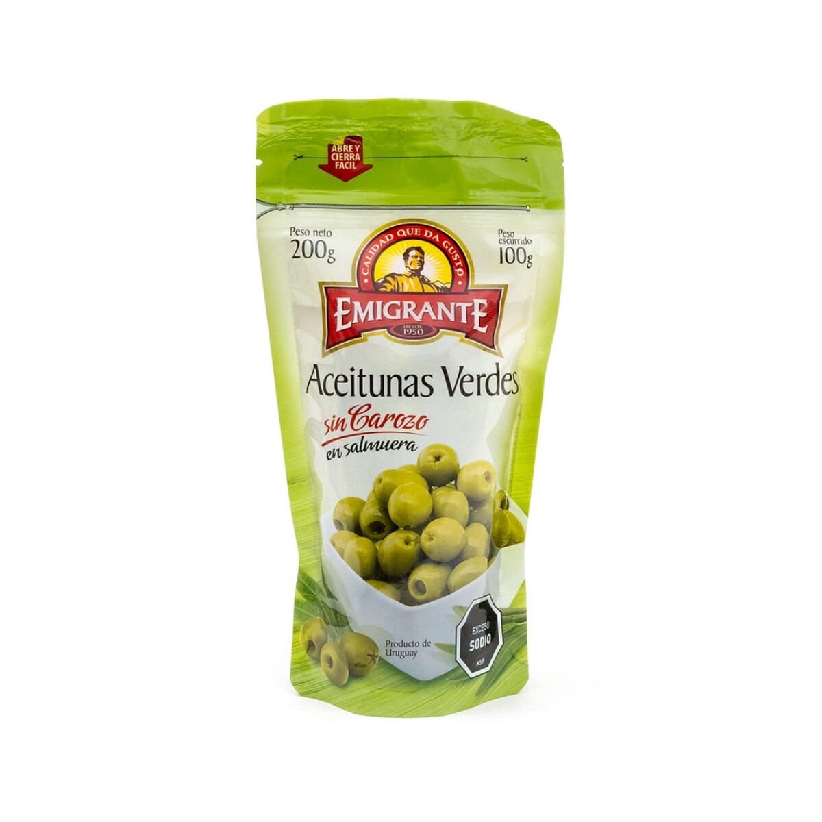 ACEITUNA EMIGRANTE 100G S/C DOY PACK 