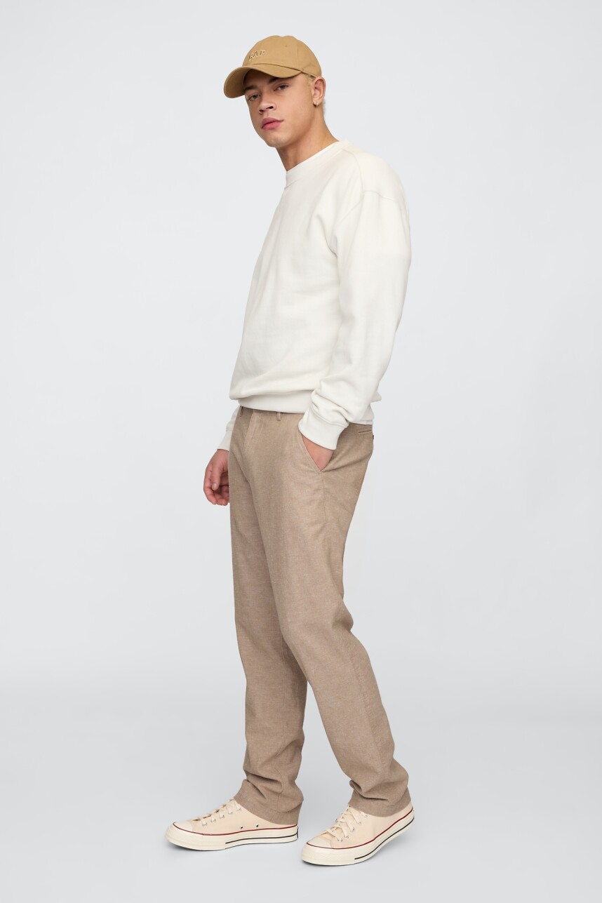 Pantalón De Lino Straight Hombre Khaki