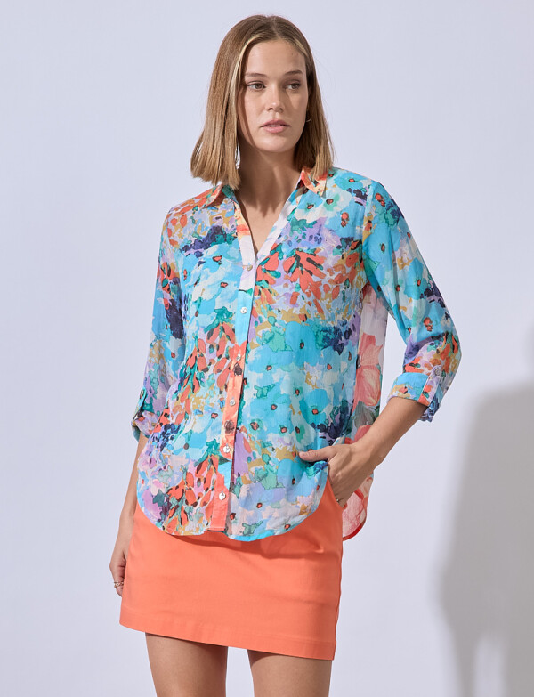 Camisa Gasa Printed CELESTE/MULTI