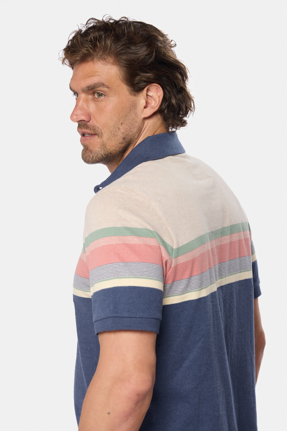 REMERA POLO RAYADA Azul